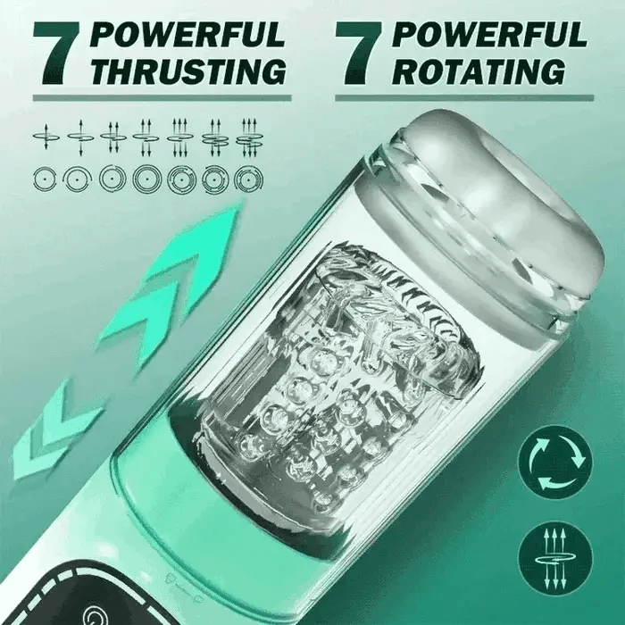 Powerful thrusting and rotating modes with 7 settings for a more intense experience with dual motors for extra stimulation.