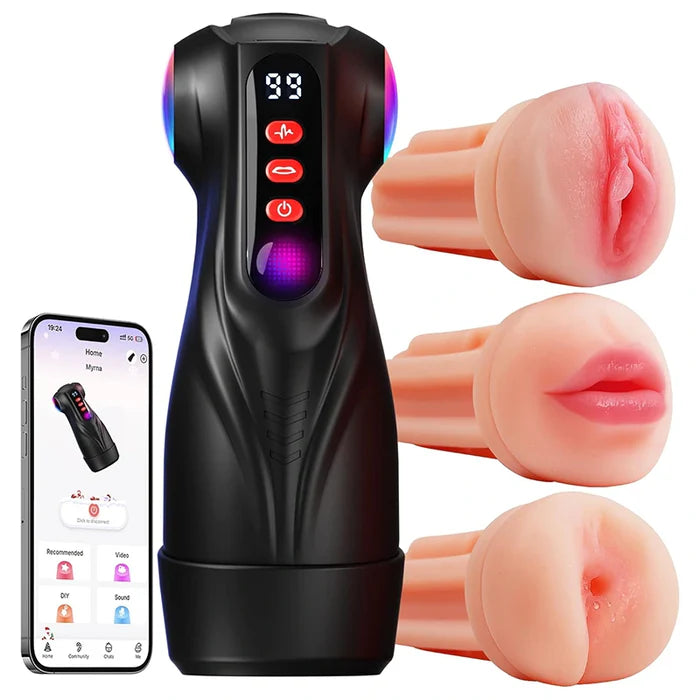 TriSense: 9 Suction Vibration Stroker with 3 Interchangeable Sleeves