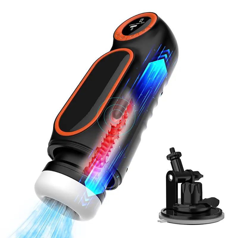 Automatic male masturbator with suction and thrusting modes