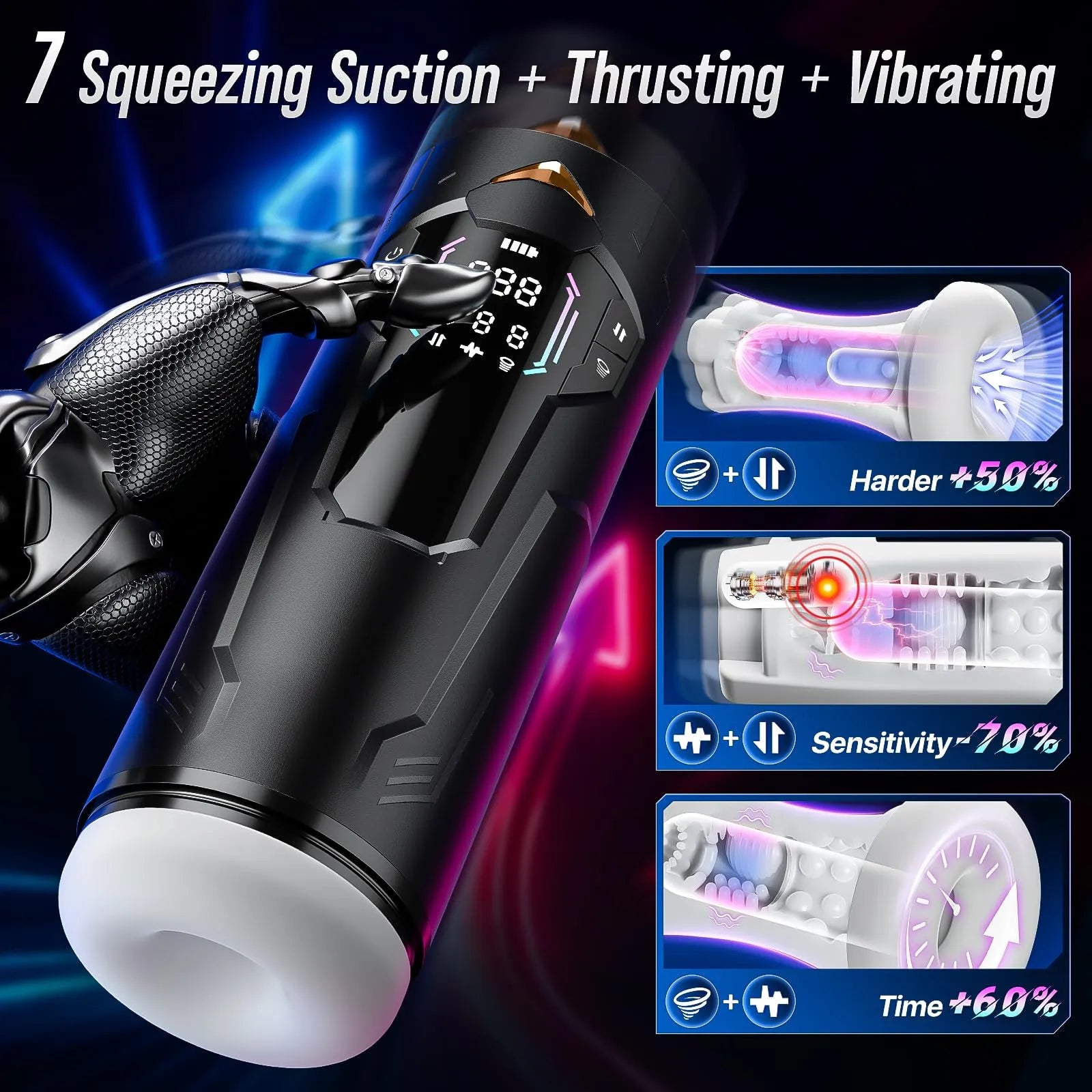 Pulse Automatic Stroker: Squeeze Sucking Thrusting Vibrating App Control