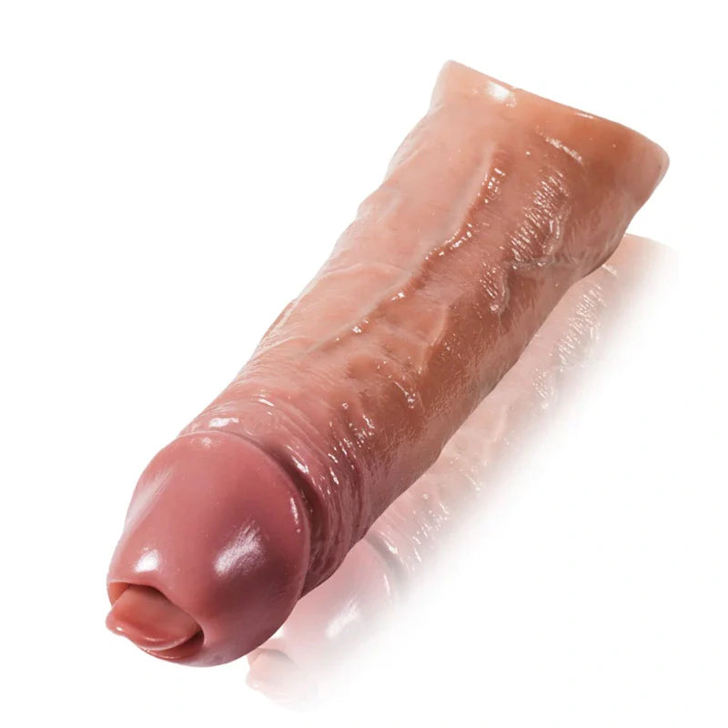 8.6" x 1.8" Best Vibrating Cock Sleeve with 10 Licking Vibration Modes