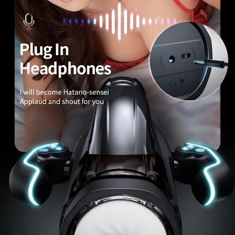 Leten Bermuda Storm male stroker with interactive headphone jack for immersive audio experience during use