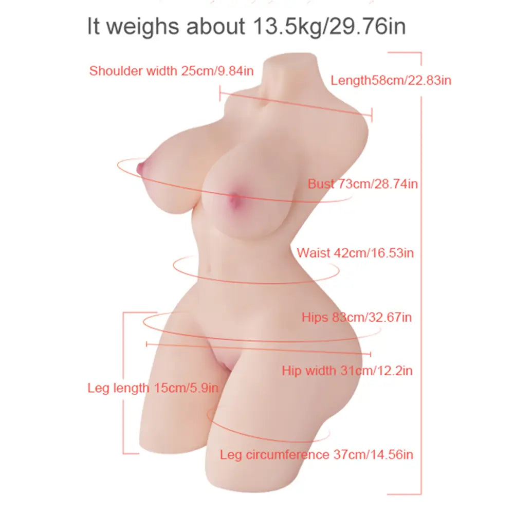 Zenobia: 29.7LB Torso with Big Gel Breasts & Dual Pleasure Tunnels