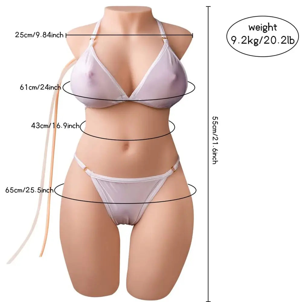 Alethea: 20LB Realistic Torso with Suction, Vibration & Dual Tunnels