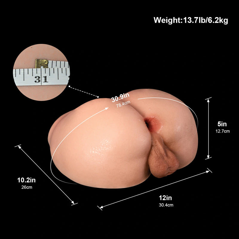 Oliver: 13.7LB Silicone Ass for Gay with Testicles & 6.8" Deep Anal Tunnel