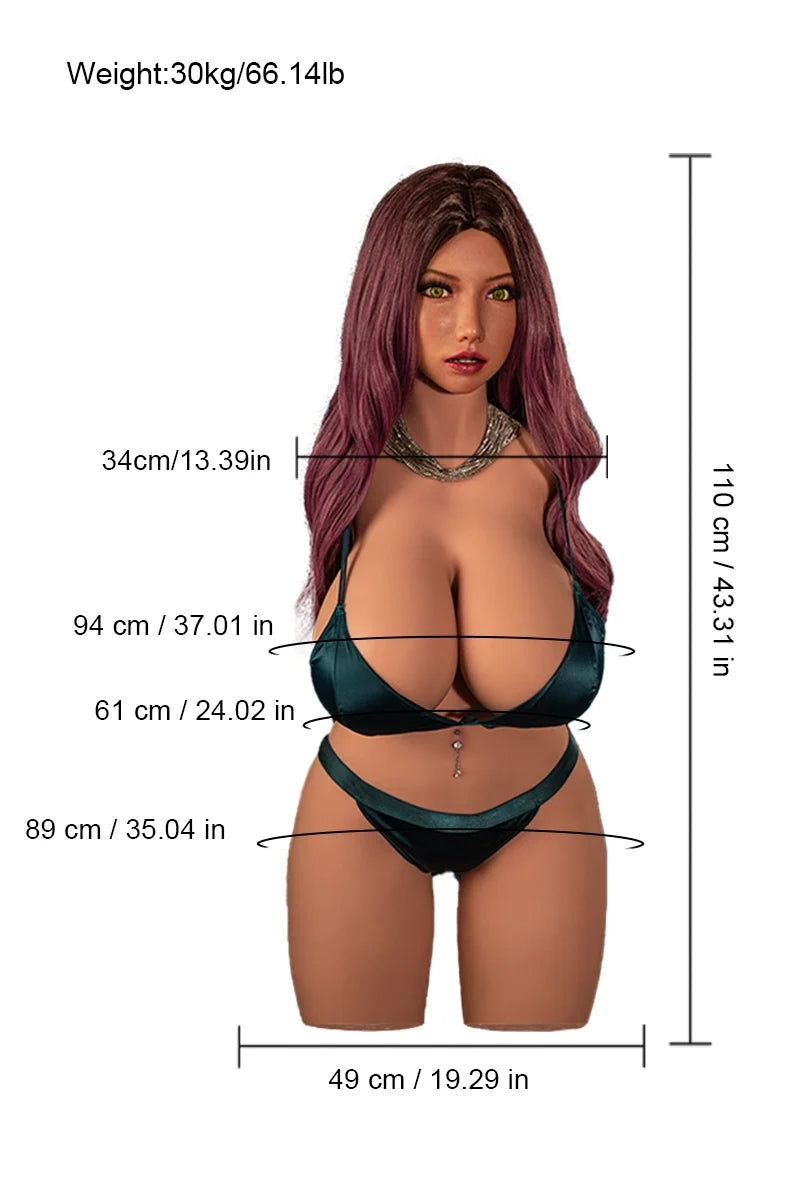 Fukada: 66.14LB Heavyweight TPE Sex Torso with Lifelike Silicone Head & Massive Gel Breasts