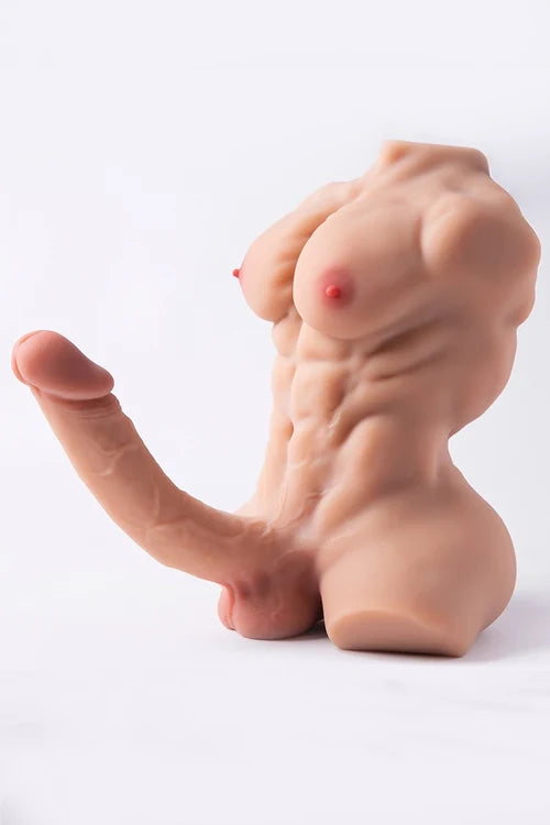 Kalel: 8.37LB Muscular Chest Male Torso with 8" Bendable Metal-Keel Dildo & Anal Channel