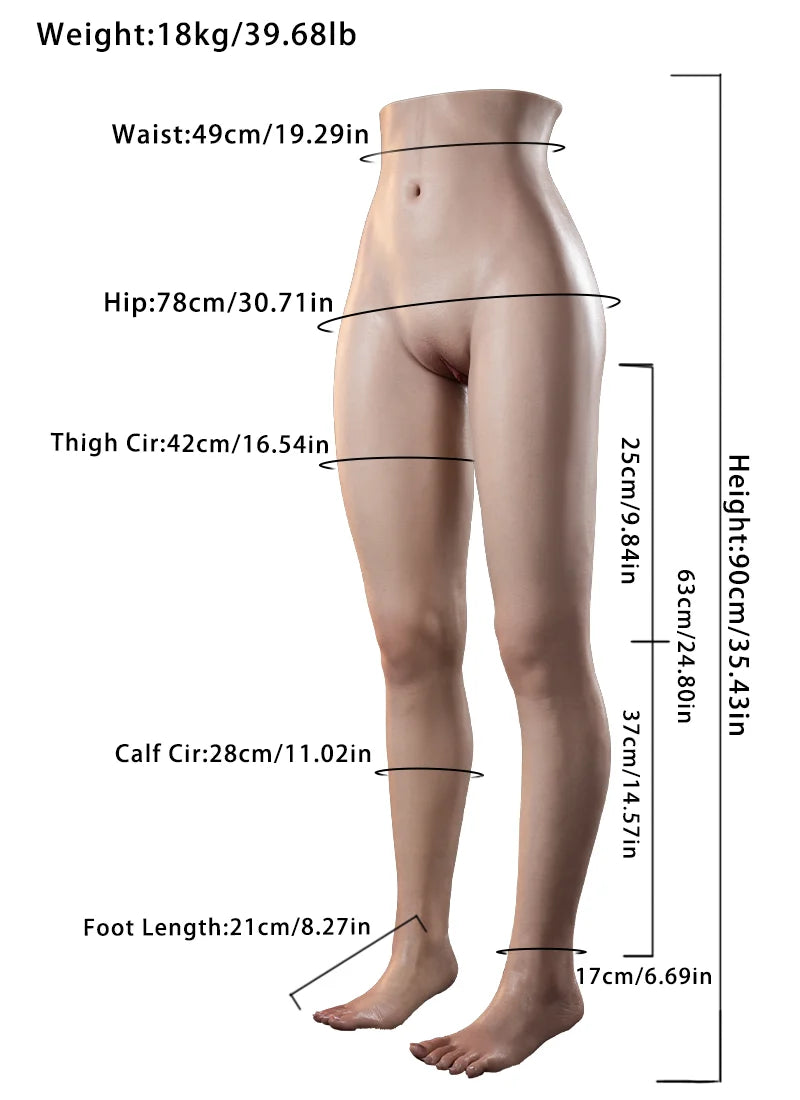 Alyssa: 44.08LB Premium Full Silicone Legs Sex Torso with Gel Booty & Open Dual Tunnels