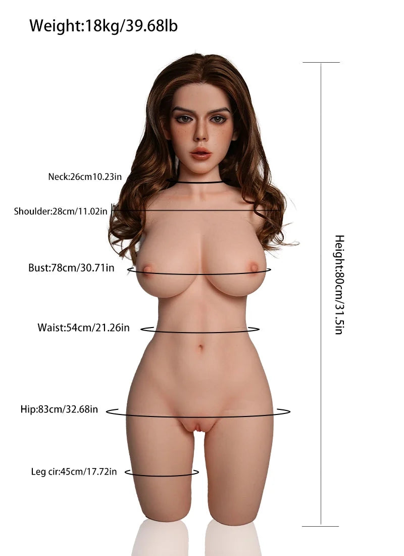 Ava: 39.68LB Silicone Sex Torso with ROS Head, Movable Jaw & Ultra-Soft Gel Breasts