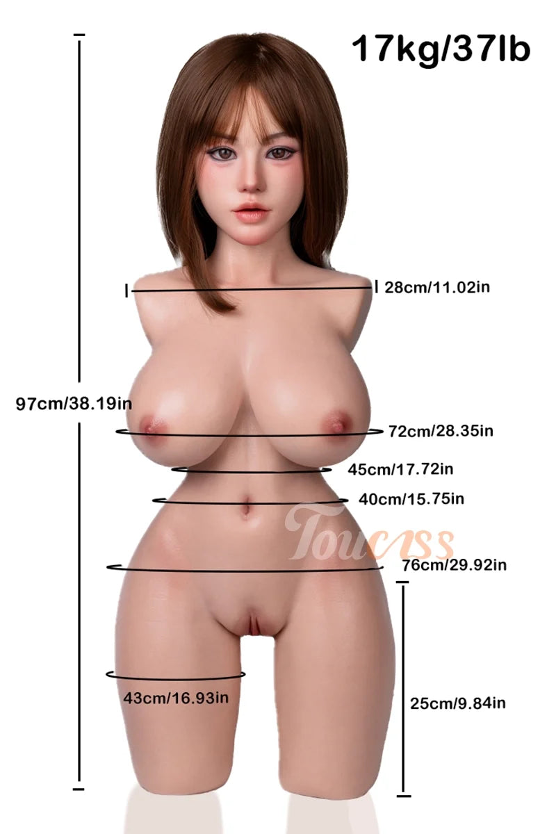 Yuna: 37LB Sweetheart Japanese Silicone Sex Torso with ROS Head, Movable Jaw & Gel Breasts