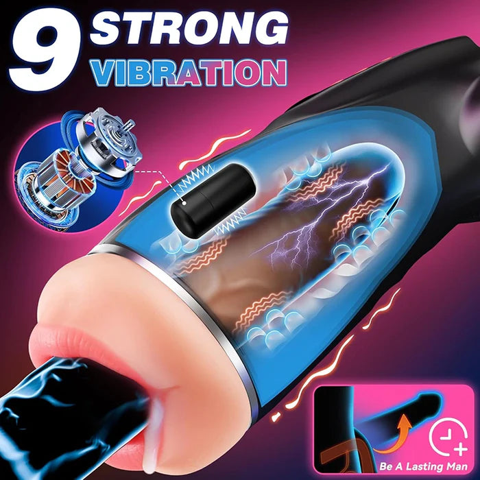 TriSense: 9 Suction Vibration Stroker with 3 Interchangeable Sleeves