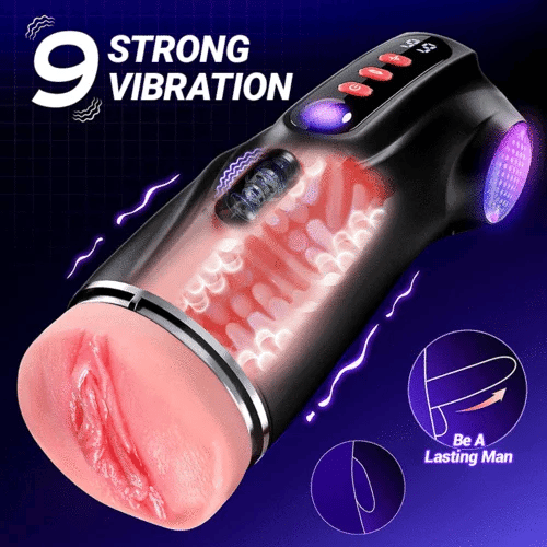 TriSense: 9 Suction Vibration Stroker with 3 Interchangeable Sleeves