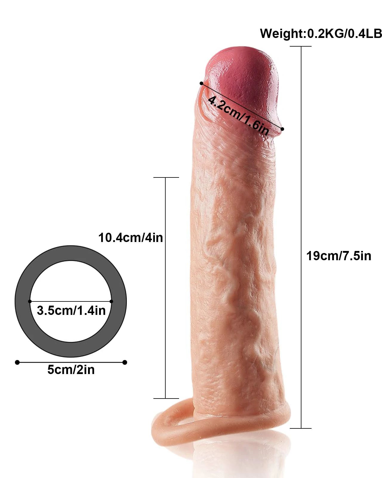 7.5" x 2" Soft Realistic Penis Sleeve With Blood Texture