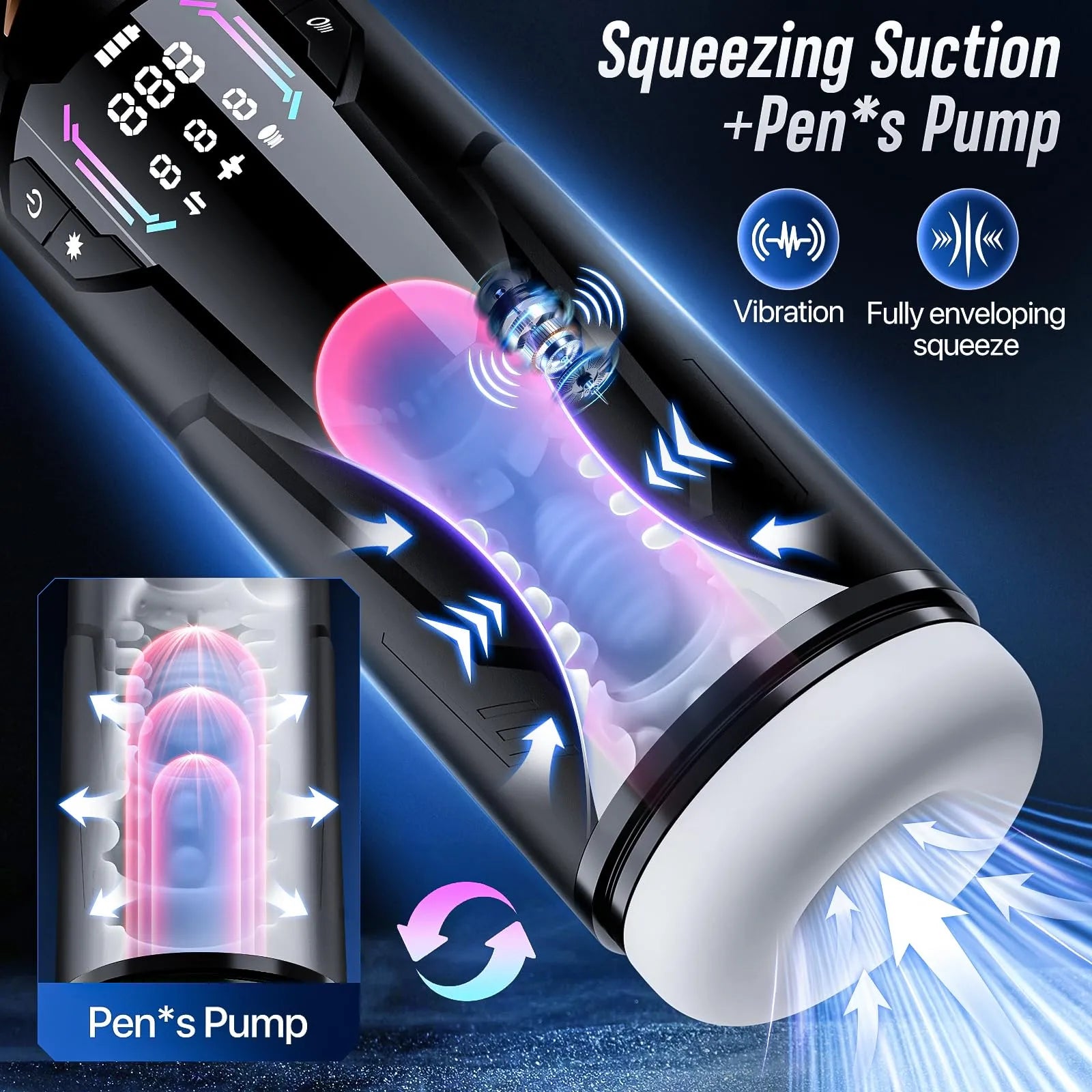 Pulse Automatic Stroker: Squeeze Sucking Thrusting Vibrating App Control