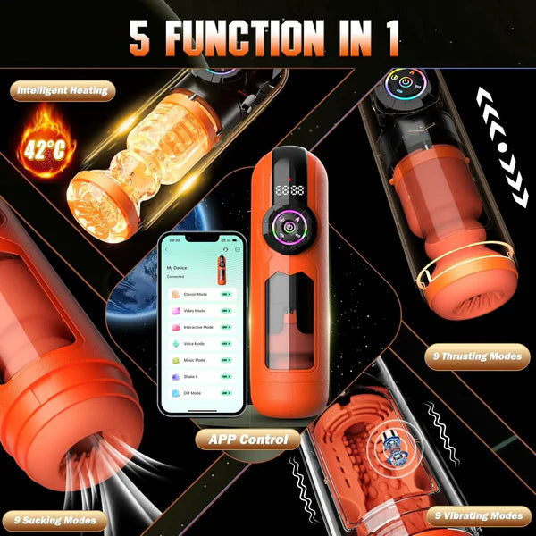 Pentamax: 5-in-1 Automatic Stroker Thrusting Sucking Vibrating Heating Smart App