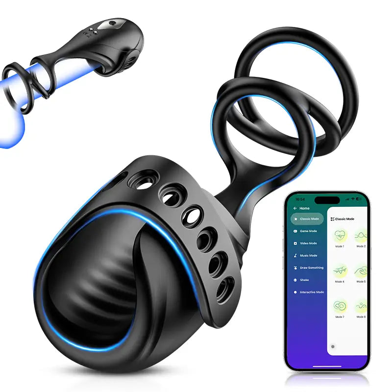 Onslaught: App Control 3 In 1 Masturbator Trainer Penis Ring