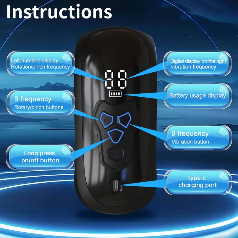 Destroyer: Male Glans Trainer Masturbator with 9 Modes, Fast Charging Pleasure