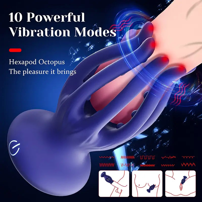 Blaze: Octopus Tentacle Penis Glans Trainer with 10 Vibration Modes