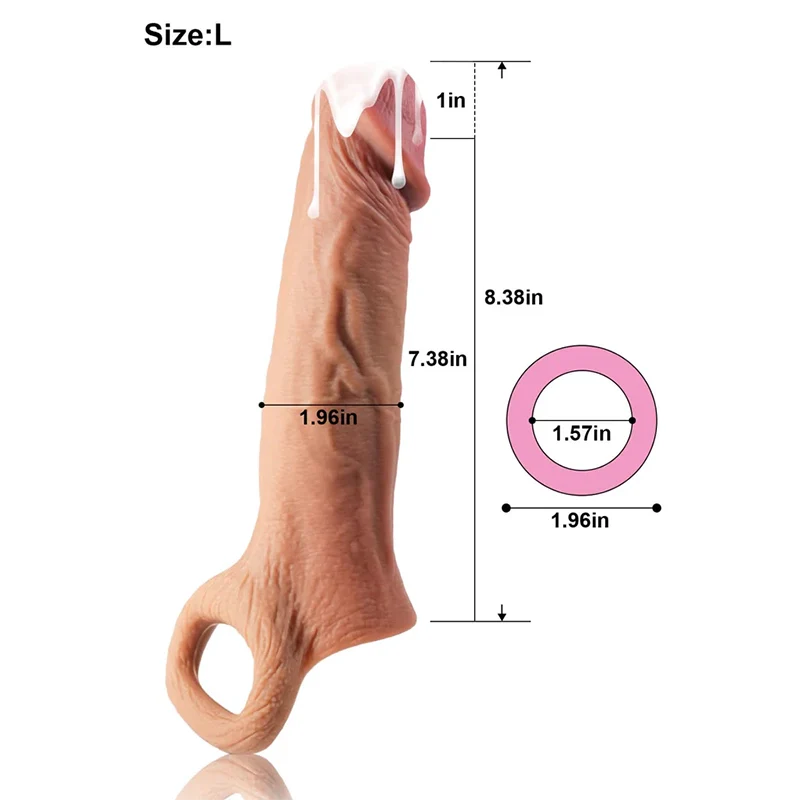8" Length x 4.9" Girth S/M/L Size Realistic Cock Sheath