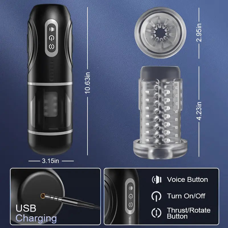 Rampant: Silent Thrusting Rotating Stroker – Lifelike Grip, 360° Oral Sensation